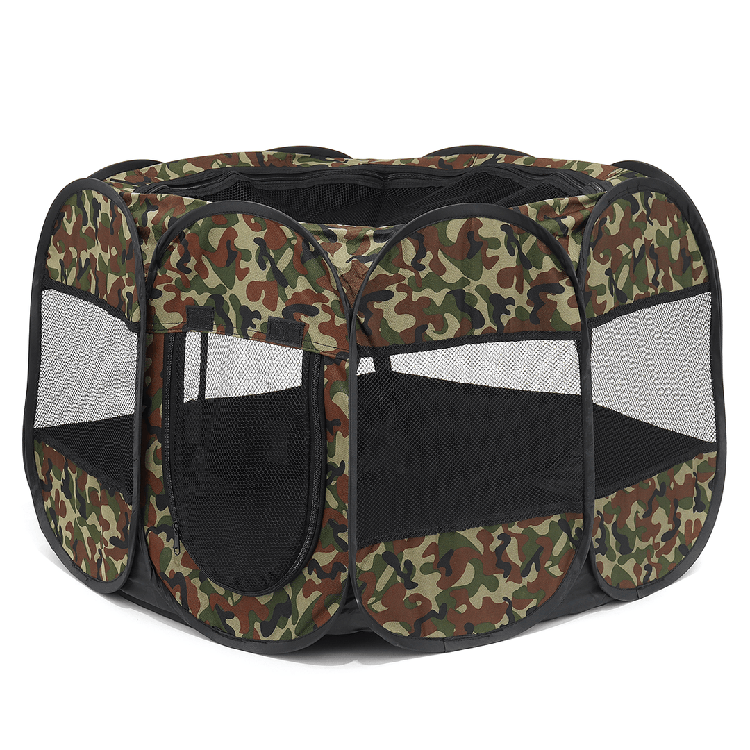 45" 600D Oxford Cloth Pet Kennel Fence Folding Puppy Playpen Cat Tent Pet House Cage Home Travel - MRSLM