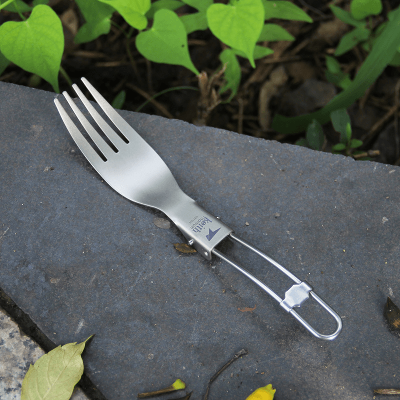 Keith Ti5303 Titanium Folding Fork Ultralight Spork Cutlery Outdoor Camping Picnic Tableware - MRSLM