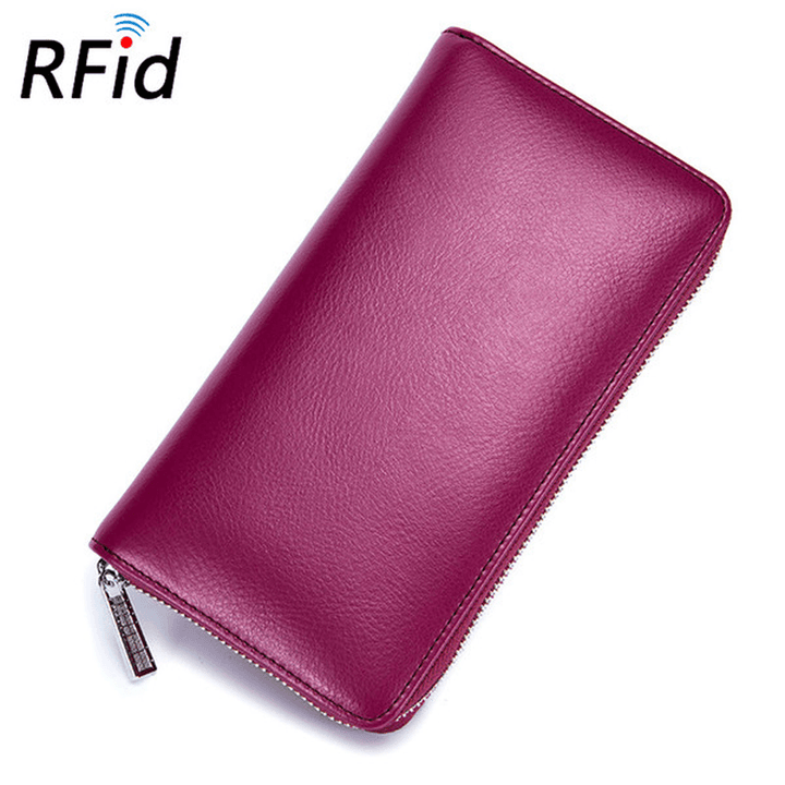 RFID Antimagnetic Genuine Leather 36 Card Slots Card Holder Long Wallet Purse for Women Men - MRSLM