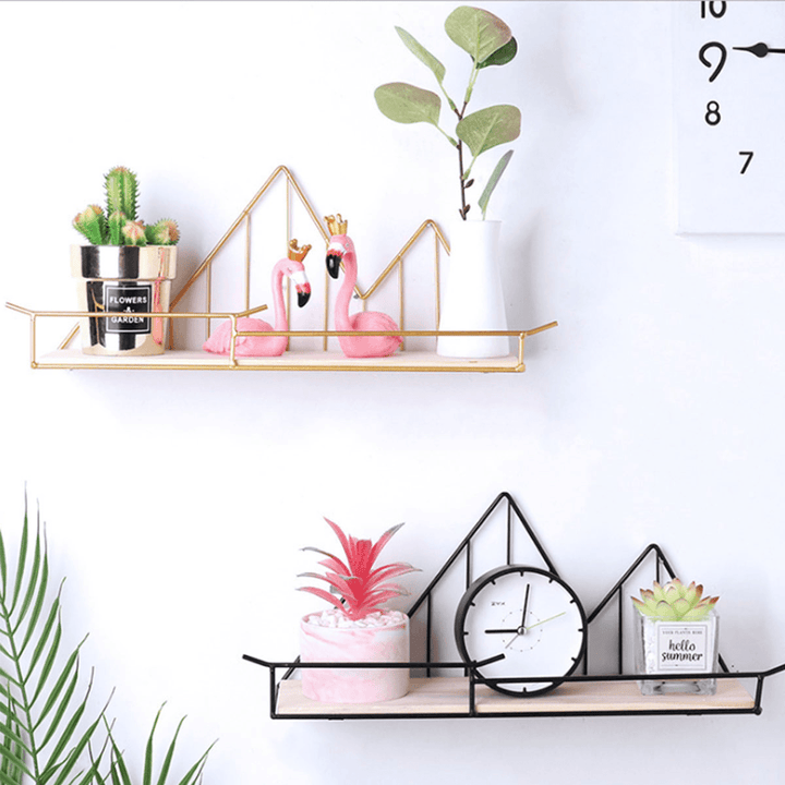 Wall Mounted Shelf Industrial Wooden Floating Metal Wire Rack Storage Display - MRSLM