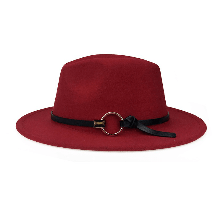 Men Women Vintage Felt Panama Style Beach Hat England Wide Brimmed Top Hat - MRSLM