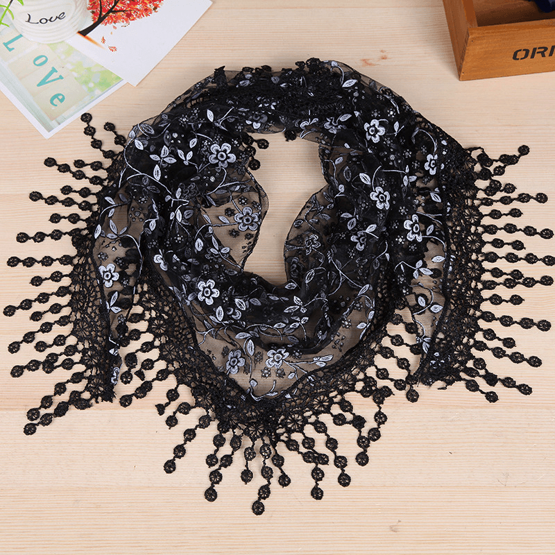 Women'S New Creative Lace Fringed Silk Scarf - MRSLM