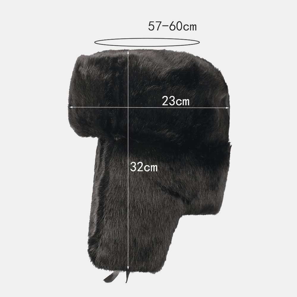 Men Plush Metal Badge Warm Windproof Ear Protection Trapper Hat Winter Outdoor Cold-Proof Ushanka Hat - MRSLM