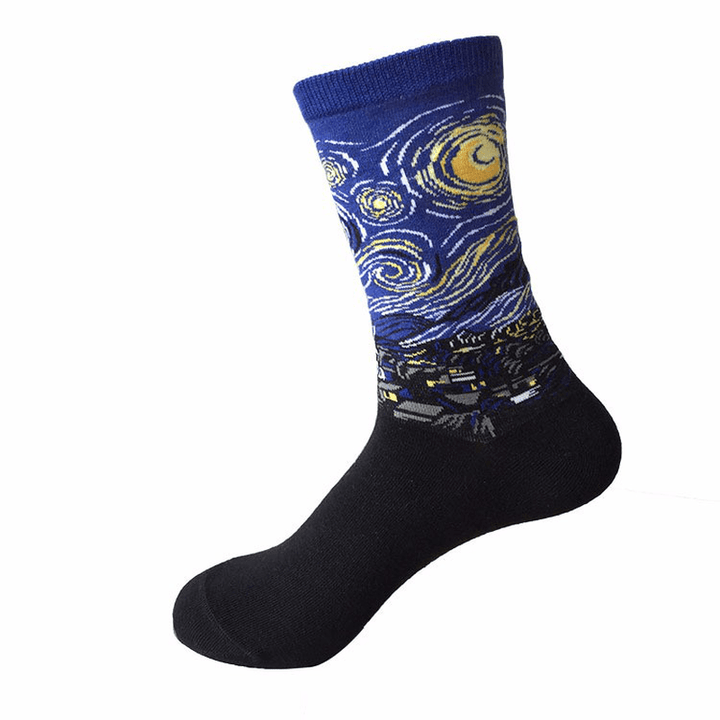 Multicolors Painting Pattern Cotton Art Socks - MRSLM