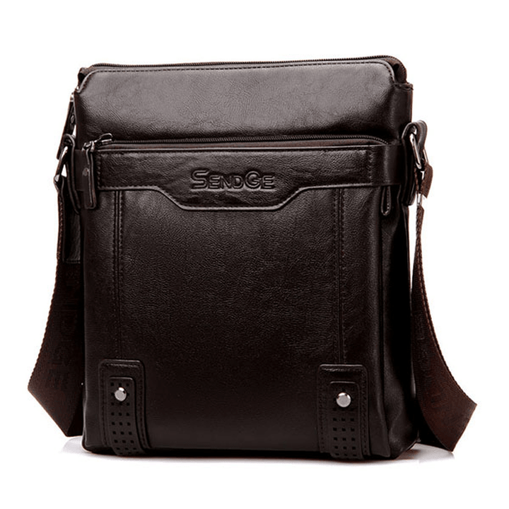 Men Business Messenger Bag Solid Crossbody Shoulder Bag - MRSLM