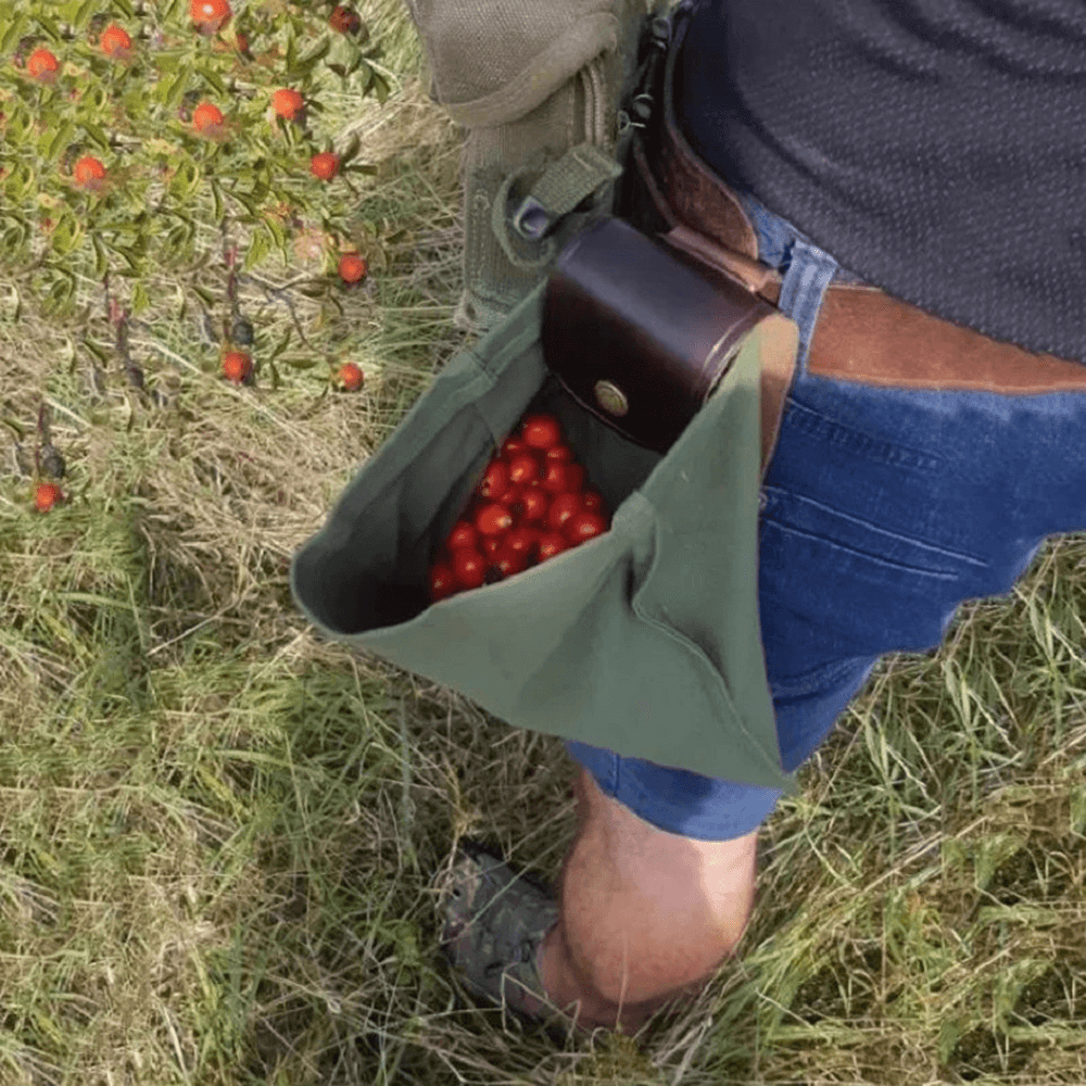 Foraging Bag Waist-Hanging Fruit Picking Bag Jungle Storage Bag for Hiking Bush Craft Sack Extra Belt Pocket - MRSLM