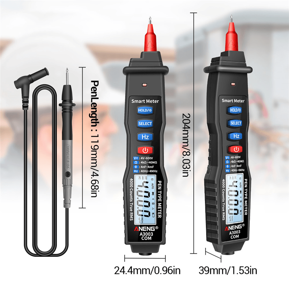 ANENG A3003 Digital Pen Multimeter Professional 4000 Counts Smart Meter with NCV AC/DC Voltage Resistance Capacitance Testers - MRSLM