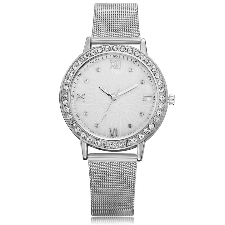 Deffrun Casual Style Crystal Ladies Wrist Watch Full Steel Band Quartz Watches - MRSLM