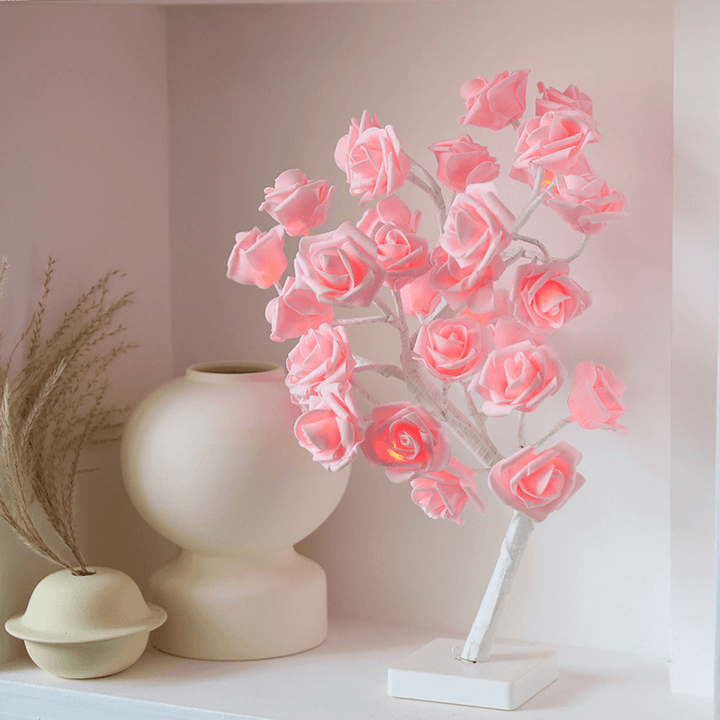 Battery Powered USB LED Rose Flower Fairy Tree Light Home Party Decoration Lamp - MRSLM