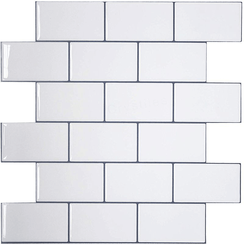 12Inch DIY Tile Stickers 3D Brick Wall Self-Adhesive Sticker Bathroom Kitchen - MRSLM