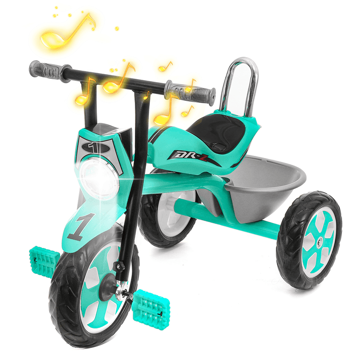 Baby Pedals Tricycle with Music Light＆Basket Kids Toddler Walker Children Bicycle Outdoor Garden Bike for 2-5 Years Old Boys＆Girls Gifts - MRSLM