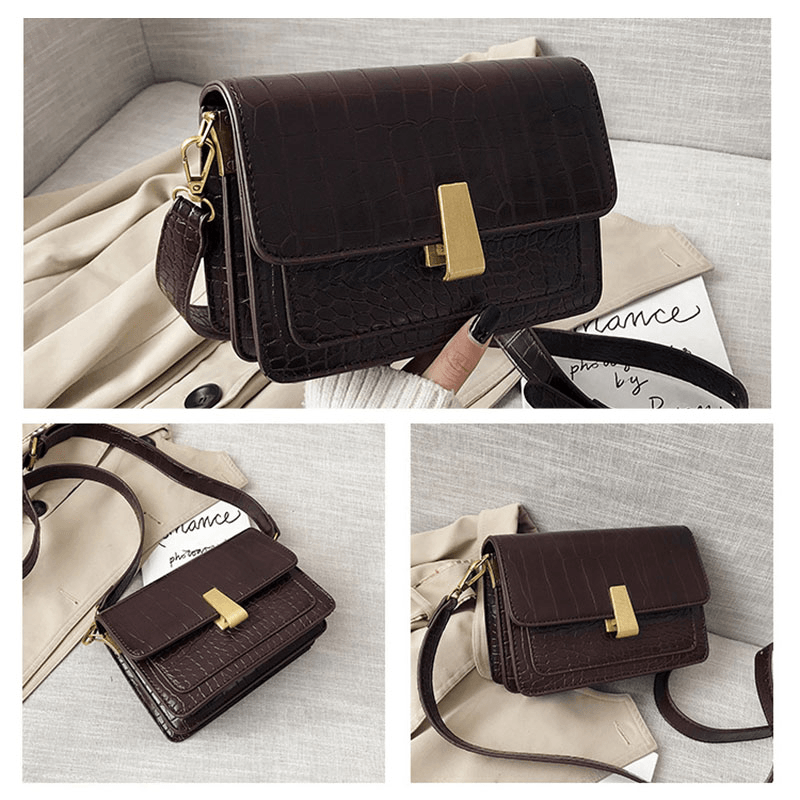 Women Vintage Lizard Grain Crossbody Bag Shoulder Bag - MRSLM