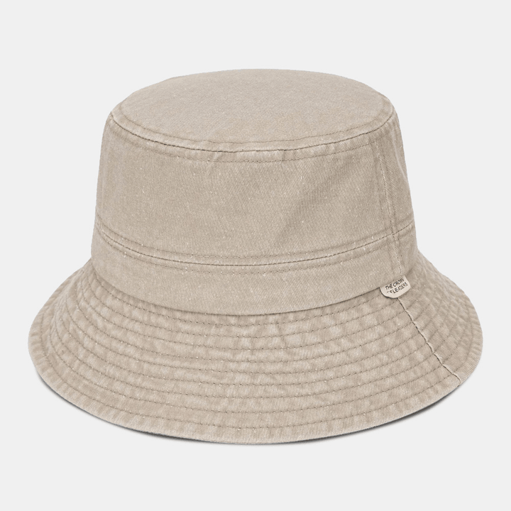 Unisex Washed Distressed Cotton Solid Color All-Match Sunshade Bucket Hat - MRSLM