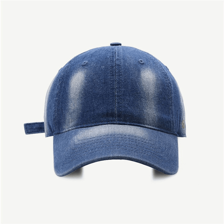 Simple Solid Color Washed Denim Baseball Cap - MRSLM