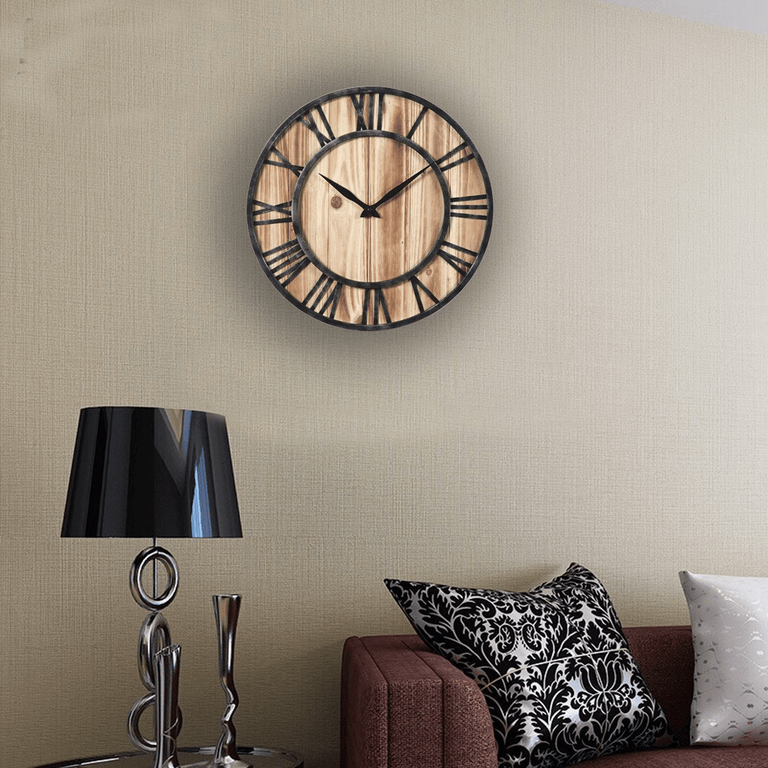 Creative round Silent Wooden Wall Clock Decorative Clock for Living Room Home Decorations - MRSLM