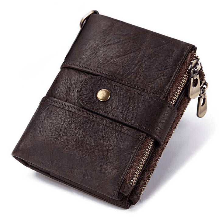 GZCZ Men RFID Genuine Leather Coin Bag Detachable Card Holder Wallet - MRSLM