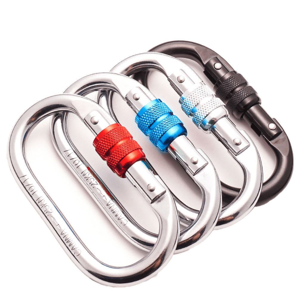 CAMNAL Rock Climbing O-Shaped Carabiner Alloy Steel 25KN Pull Screw Lock Protection - MRSLM