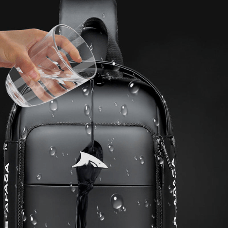 Men USB Charging Waterproof Large Capacity Casual Chest Bag Shoulder Bag Crossbody Bag - MRSLM