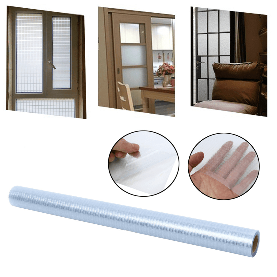 2M Removable Grid Frosted Frosting Window Door Glass Privacy Film Home Decor - MRSLM