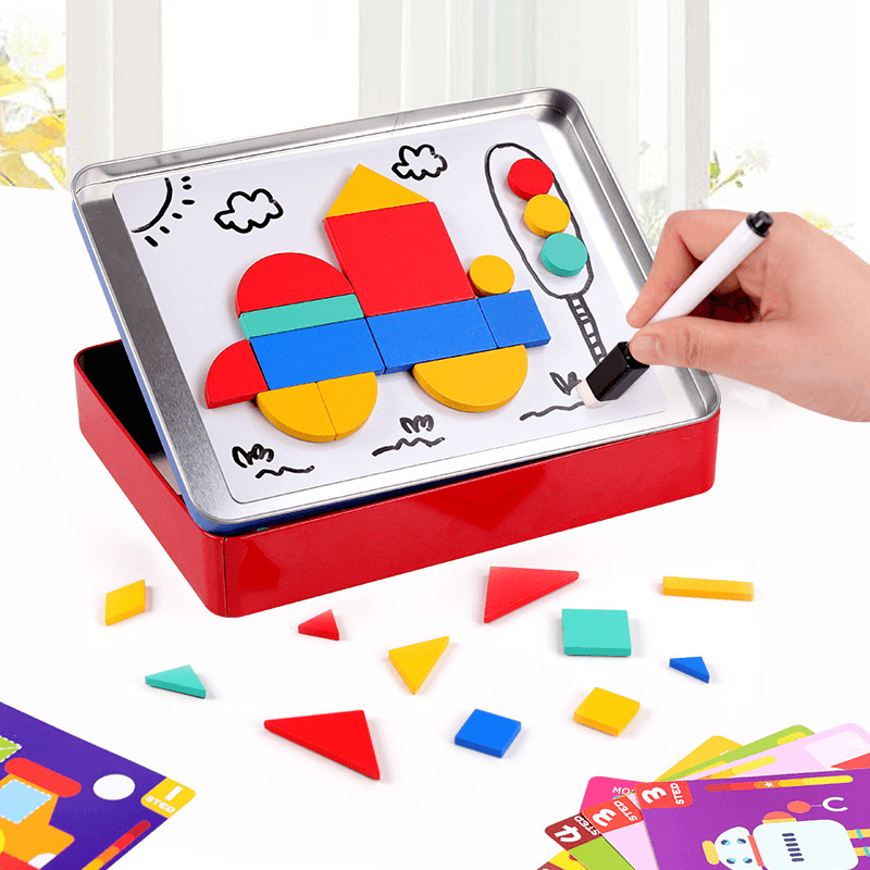 Magnetic Geometric Shape Cognitive Building Blocks Early Education Educational Toys - MRSLM