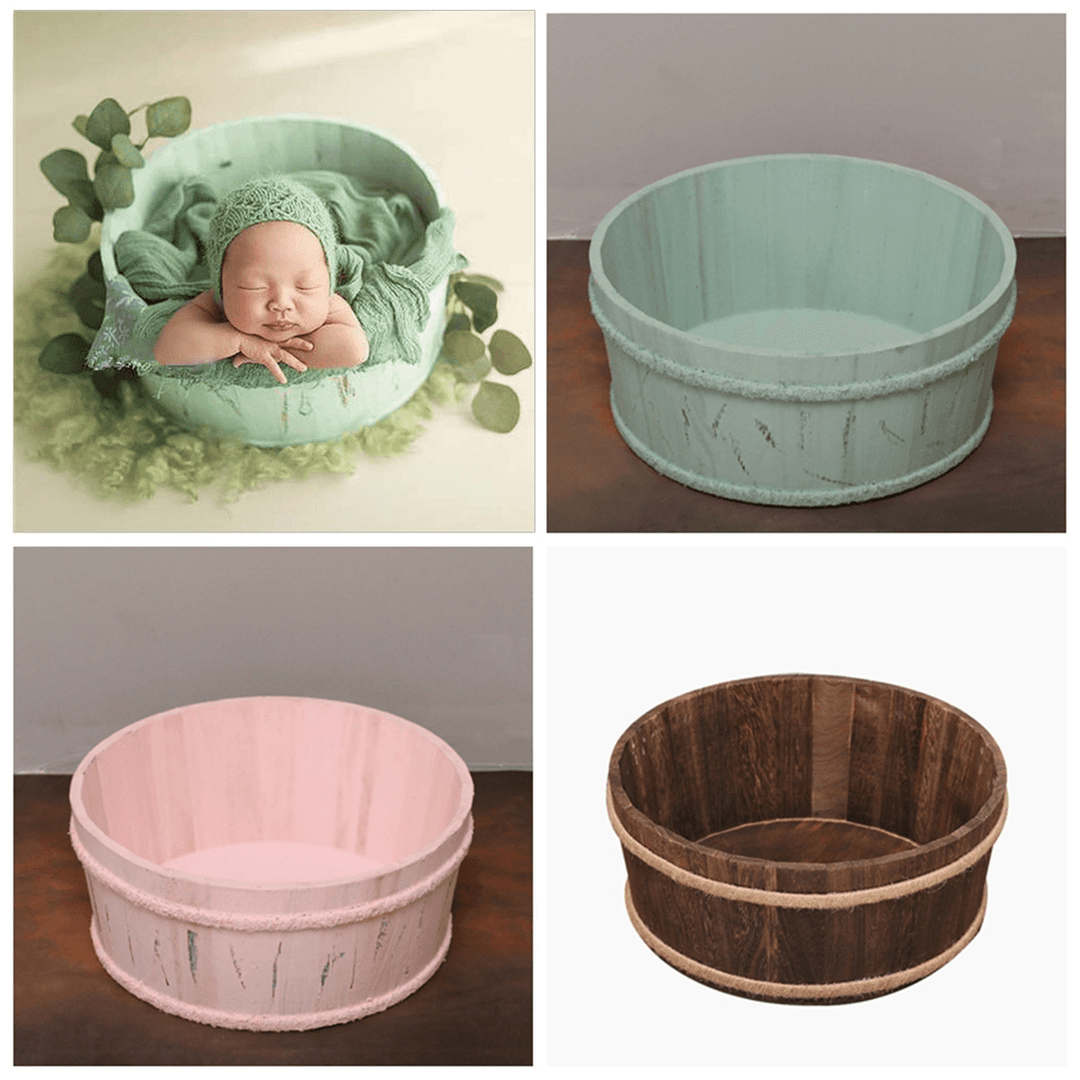 Newborn Wooden Photography Props round Basket Posing Studio Baby Photography Prop Posting Accesoriess - MRSLM