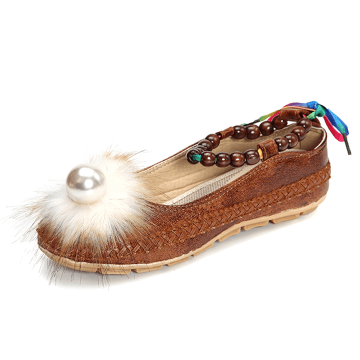 Women Beading Colorful Flats Loafers - MRSLM