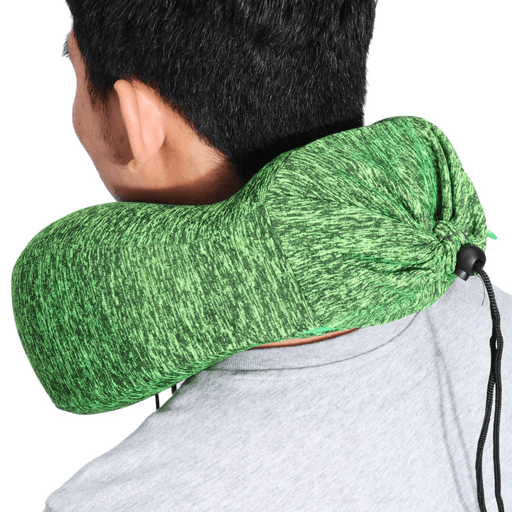 Honana Thickened Green Slow Rebound Memory Foam Neck Protection U Shape Pillow Storage Bag Travel Pillow - MRSLM