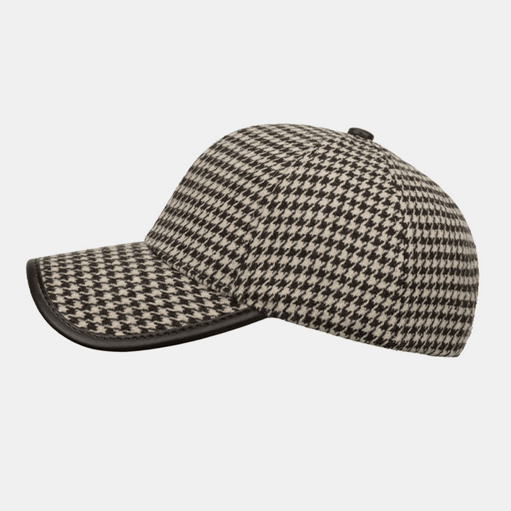 Unisex Polyester Houndstooth Pattern Baseball Cap British Retro Summer Sunshade Adjustable Hat - MRSLM