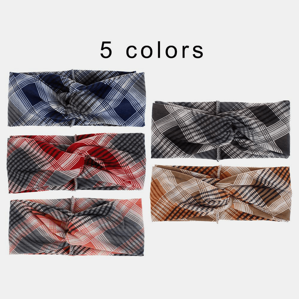 Women Lattice Leaf Printing Outdoor Sport Headdress Elastic Cross Tie Hair Band Headband - MRSLM