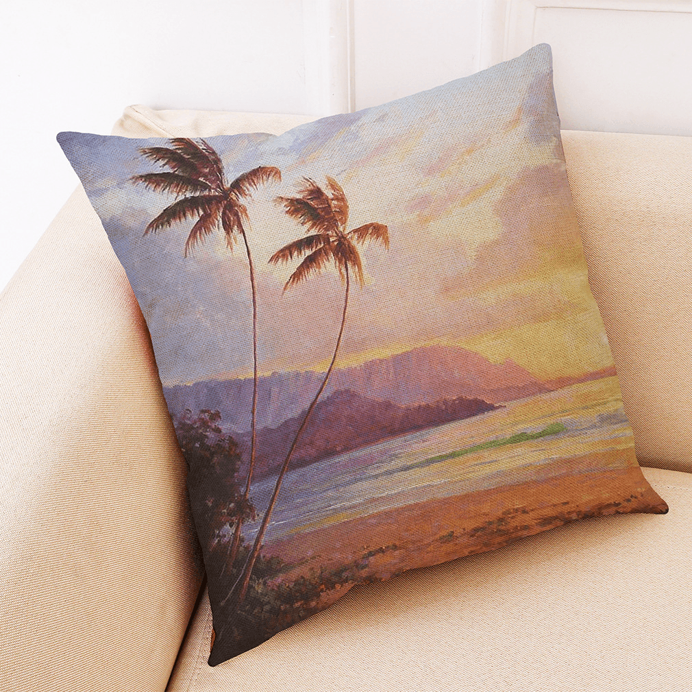 Honana 45X45Cm Home Decoration Colorful Beach Patterns Cotton Linen Pillow Case Sofa Cushion Cover - MRSLM