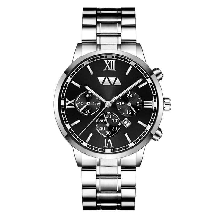 VA VA VOOM Business Casual with Calendar Dial Luminous Pointer Stainless Steel Strap 3ATM Waterproof Men Quartz Watch - MRSLM