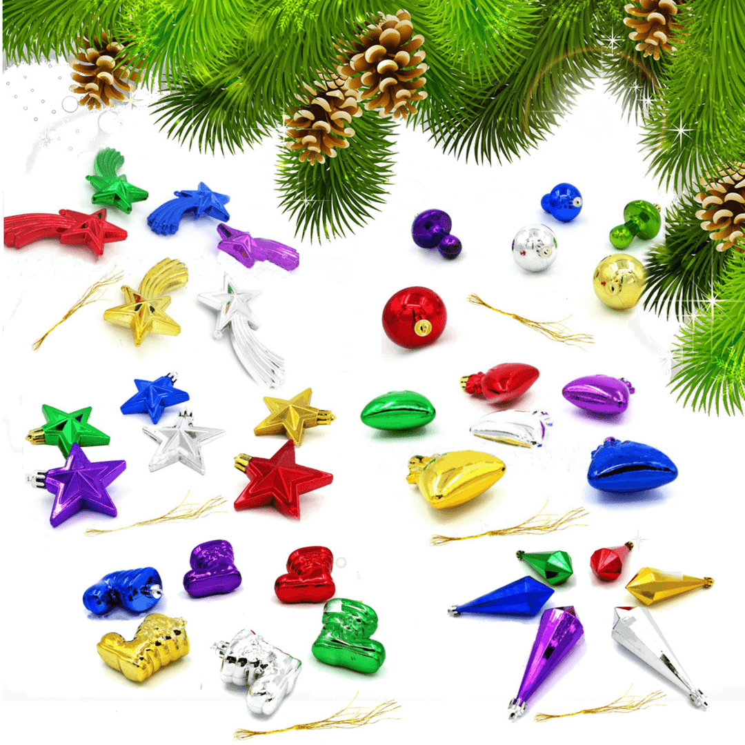 6Pcs Christams Xmas Tree Hanging Decoration Boots Stars Pine Cones - MRSLM