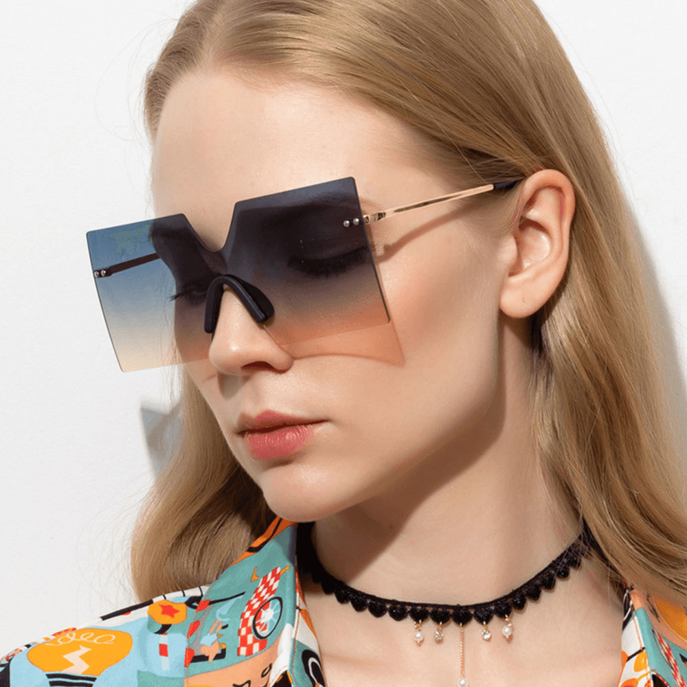 Unisex Oversizes Frameless UV Protection Fashion Trend Color Gradient Sunglasses - MRSLM