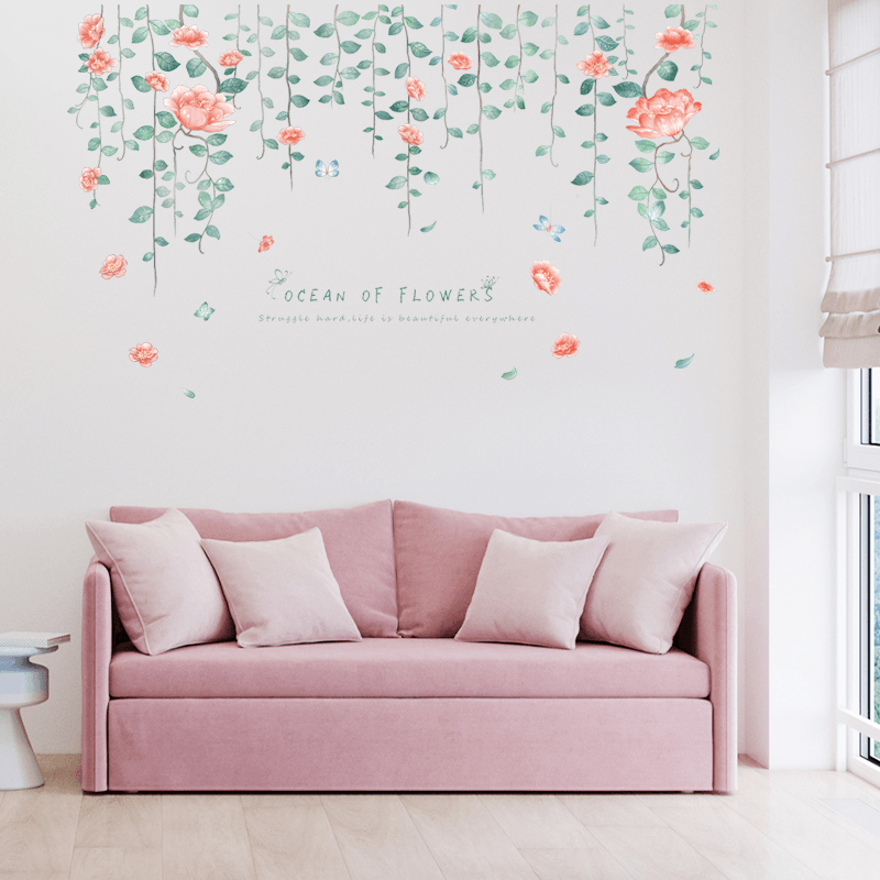 Miico XC9042 Flower Vine Flower Wall Sticker Living Room Bedroom Wall Decoration Sticker DIY Stickers - MRSLM