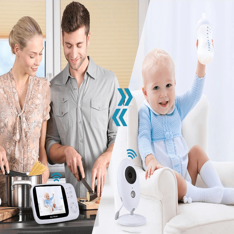 3.5 Inch Wireless Baby Monitor Baby Security Camera Night Vision Temperature Detection LCD HD Display Two-Way Talk Camera with Lullaby - MRSLM