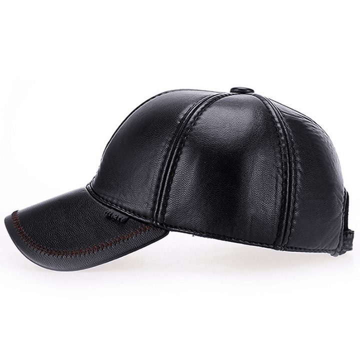 Ens Adjustable Earmuffs Artificial Leather Baseball Cap - MRSLM