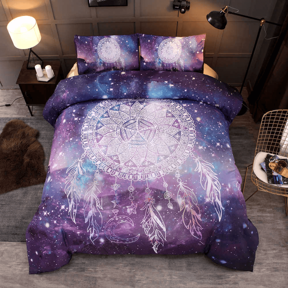 3 PCS Bedding Sets Watercolor Unicorn Campanula Quilt Cover Pillowcase for Queen Size - MRSLM