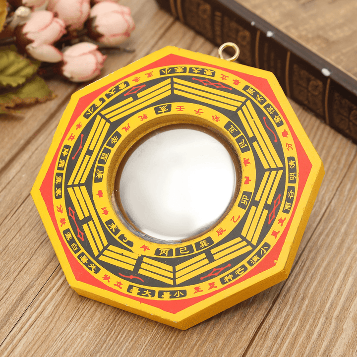 Kiwarm Chinese Feng Shui Vintage Lucky Fengshui Dent Convex Bagua Chinese Fengshui Mirror Taoist Energy Home Decorations - MRSLM