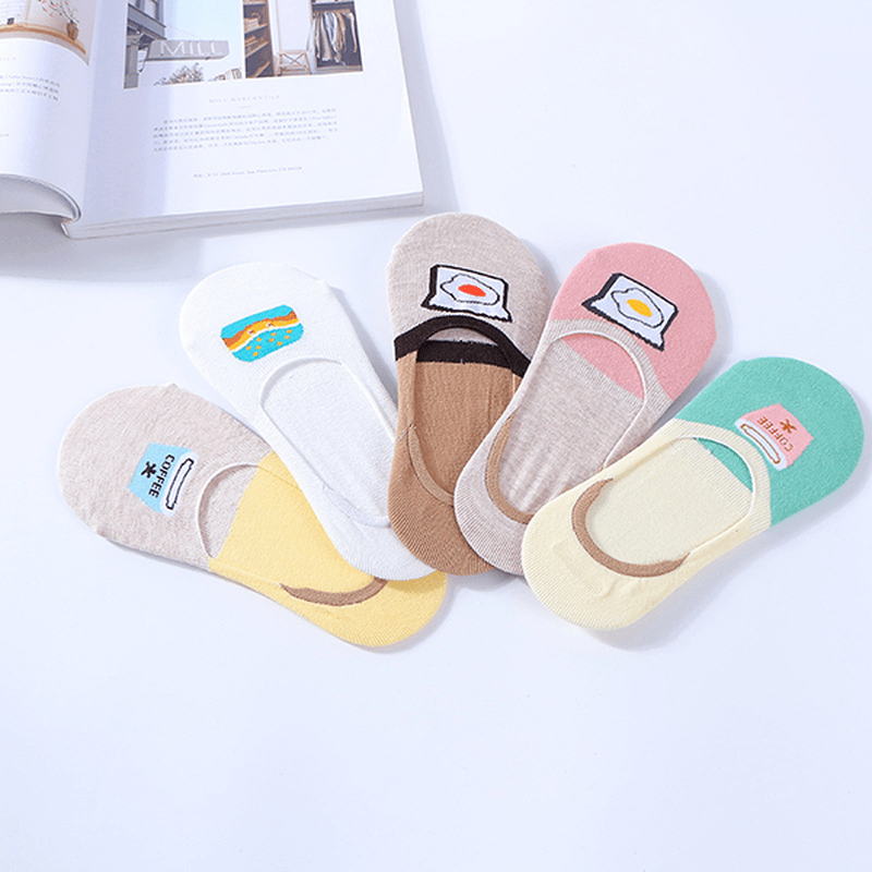 Women Cotton Cute Boat Socks Summer Breathable Anti-Slip Ankle Socks Low Socks - MRSLM