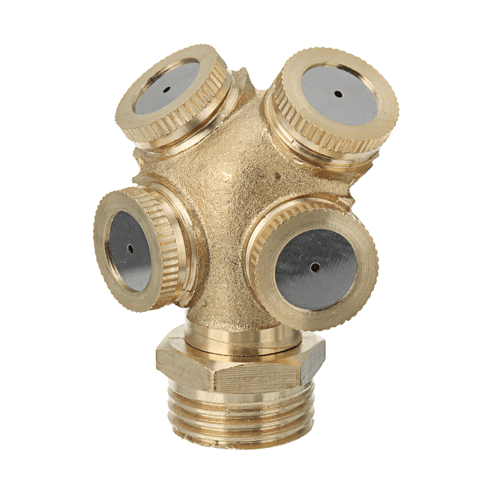 4 Hole Brass Spray Misting Nozzle Garden Sprinkler Irrigation Fitting Adjustable - MRSLM