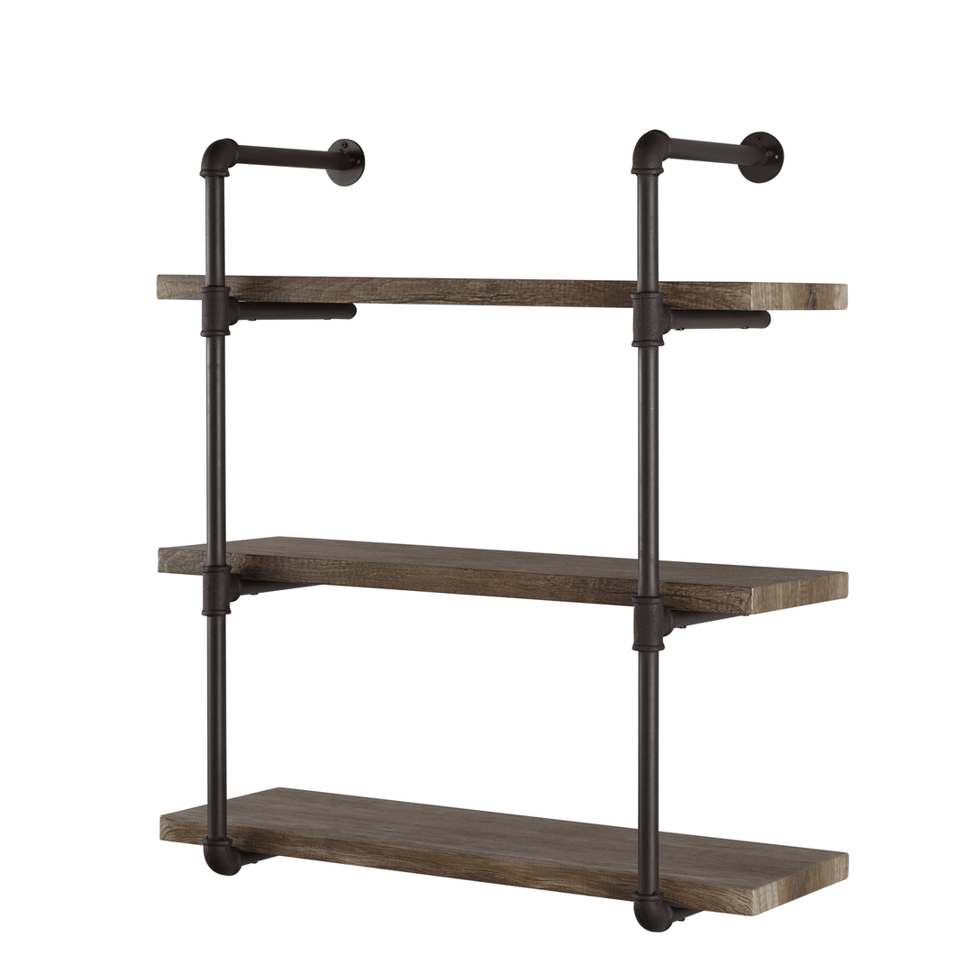 Bookshelf 3 Tiers Stroage Rackwall Mounted Industrial Piping Vintage Retro Style Metal Shelving. Brackets Only for Home Office Living Room - MRSLM