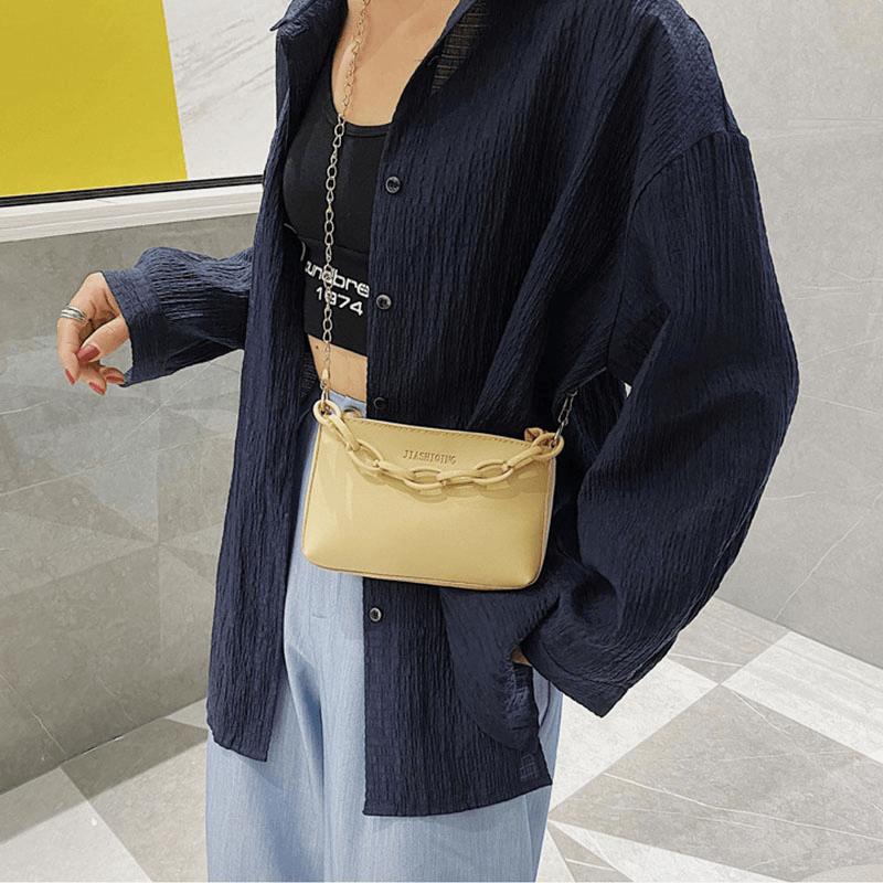 Women Thick Chain Bow PU Shoulder Bag Satchel Bag Handbag - MRSLM