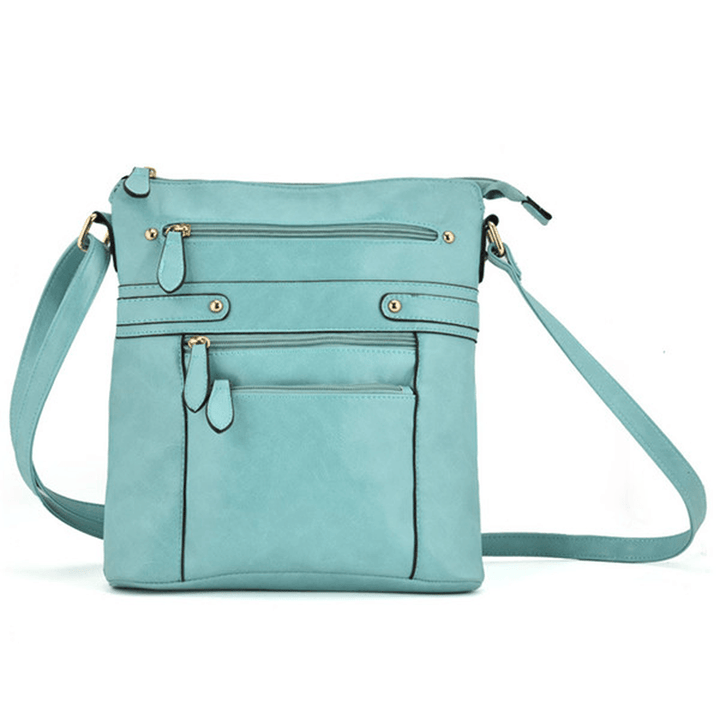 Women Multilayer Zipper Pockets Messenger Bags Casual Shoulder Bags Crossbody Bags - MRSLM