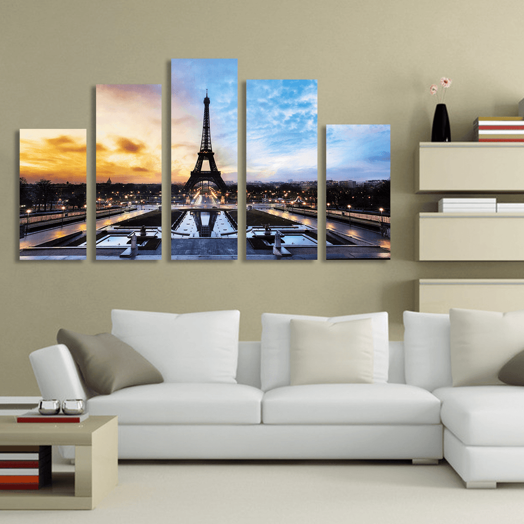 Paris Eiffel Tower Paintings Art 5 Pcs Print Picture Home Room Decor No Framed - MRSLM