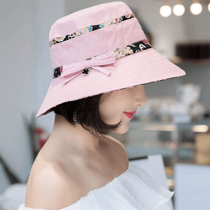 Women Summer Cotton Foldable Sunshade Bucket Hat - MRSLM