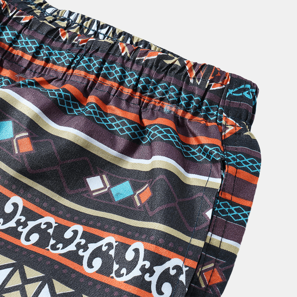 Mens Ethnic Style Pattern Casual Beach Board Shorts - MRSLM