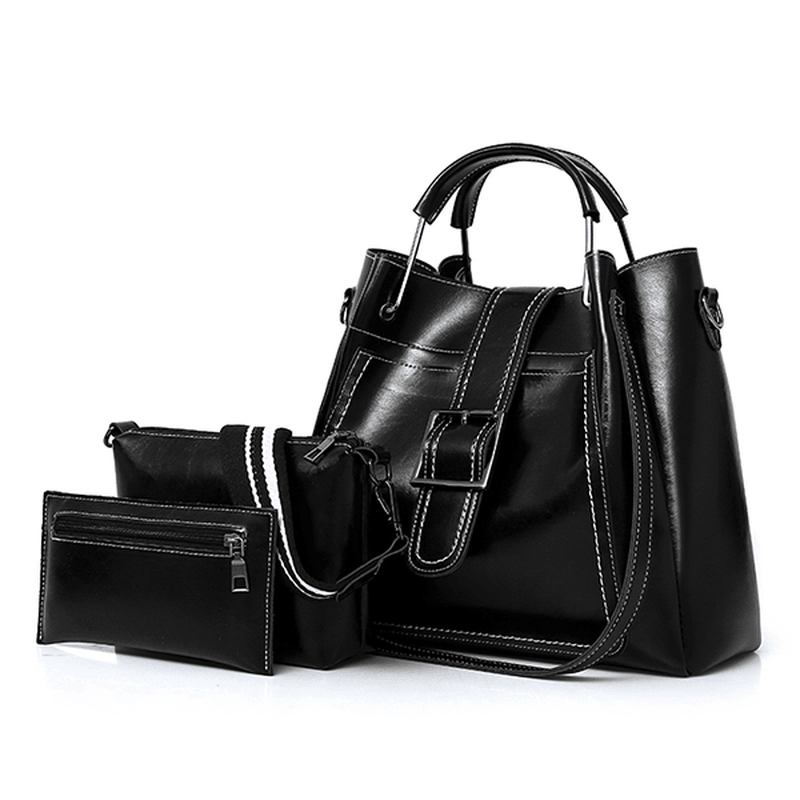 Women Faux Leather Three-Piece Set Handbag Shoulder Bag - MRSLM