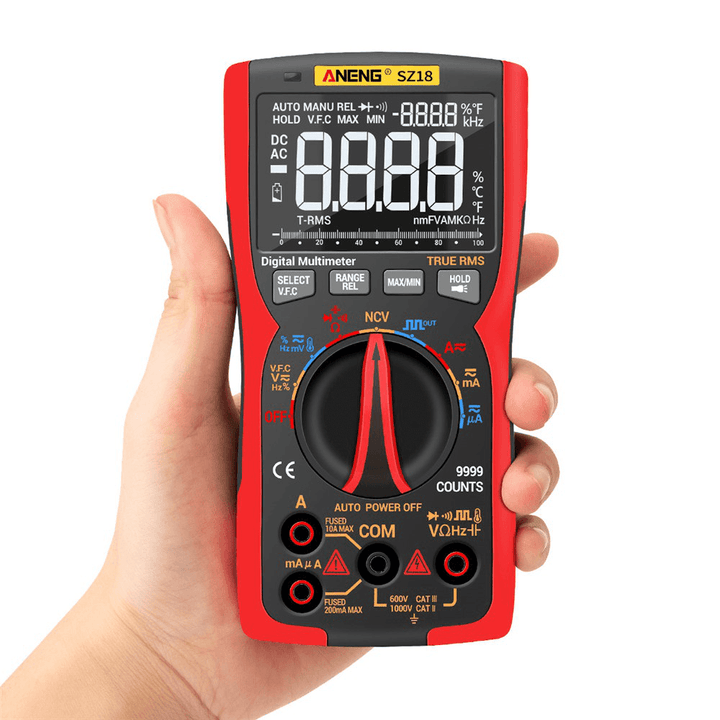 ANENG SZ18 9999 Counts Professional True RMS Digital Multimeter Analog Tester Multimetro DIY Square Wave Output Transistor Capacitor NCV Testers - MRSLM