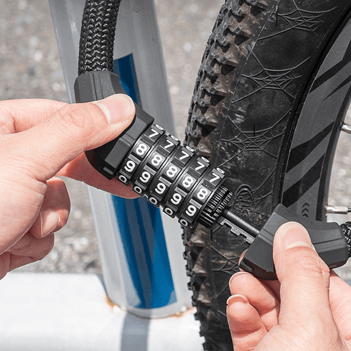 ROCKBROS Bicycle Password Lock 5 Digits Universal Anti-Theft Cable Lock Bike Accessories - MRSLM