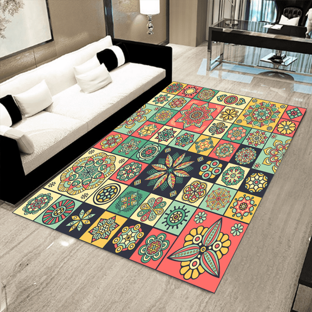 Polyester Carpet Rug Bedside Rug Geometric Floor Mat Living Room Bedroom Carpet for Home Decor - MRSLM